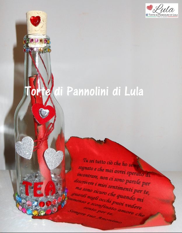 Bottiglia con messaggio amore San Valentino personalizzata idea regalo  ragazza