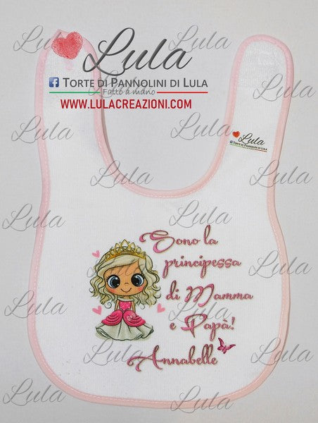 Bavaglino Principessa di Mamma e Papà personalizzato