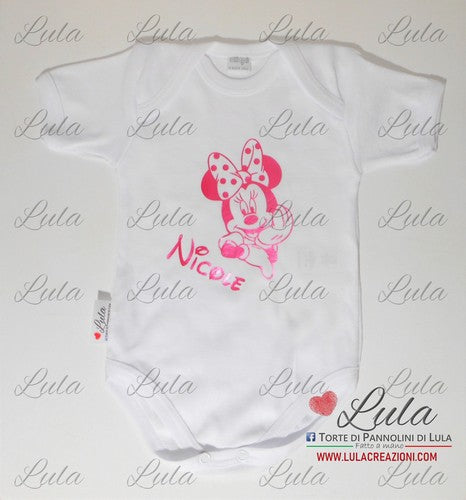 Body neonata personalizzato con nome baby minnie