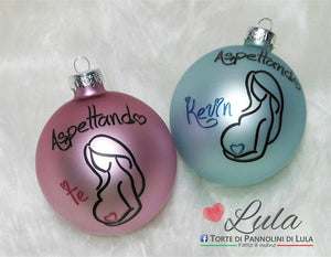 palline di natale decorazioni personalizzate mamma gravidanza aspettando te nome Lula Creazioni idea regalo Natale lei lui bambini maschio femmina economica italia ancona (2)