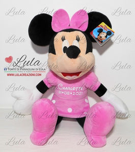 Peluche grande Minnie personalizzato nome Lula Creazioni idea regalo nascita battesimo compleanno bambina femmina rosa