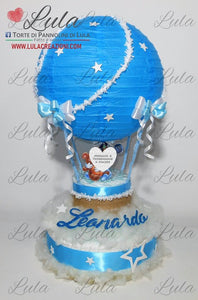 Torte di pannolini di Lula Creazioni - Mongolfiera personalizzabile fucsia celeste azzurra maschio femmina rosa idea regalo gravidanza nascita battesimo baby shower neonato bella utile originale shop online spedizioni italia ancona topolino