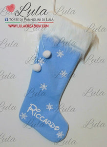 Calza Natale personalizzata con nome natalizia Natale Epifania befana Stitch idea regalo bimbo bambino Lula Creazioni Torte di pannolini 2023 2024