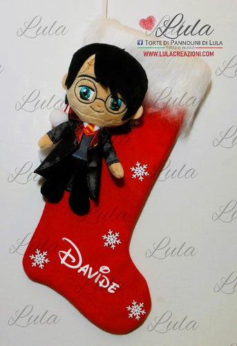 Calza Natale personalizzata con nome natalizia Natale Epifania befana Harry Potter idea regalo bimbo bambino Lula Creazioni Torte di pannolini 2023 2024