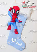 Carica l&#39;immagine nel visualizzatore di Gallery, Calza Natale personalizzata con nome natalizia Natale Epifania befana Spiderman uomo ragno idea regalo bimbo bambino Lula Creazioni Torte di pannolini 2023 2024
