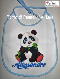 Torte di Pannolini di Lula Creazioni - Bavaglino personalizzato nome dedica Lula Creazioni Panda