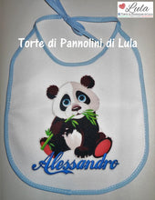 Carica l&#39;immagine nel visualizzatore di Gallery, Torta di pannolini CULLA + Bavaglino personalizzato - Torte di Pannolini di Lula panda nome personalizzato
