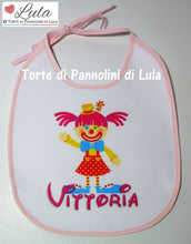 Carica l&#39;immagine nel visualizzatore di Gallery, Torta di pannolini CULLA + Bavaglino personalizzato - Torte di Pannolini di Lula clown bimba femmia pagliaccio
