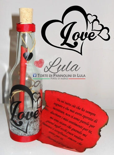 Messaggio d’amore in bottiglia Cuore Love personalizzabile con il nome della persona amata!
