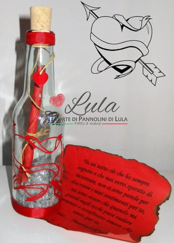 Bottiglia messaggio d'amore Lula Creazioni idea regalo lei ragazza donna Natale San Valentino anniversario compleanno romantica love cuore amore