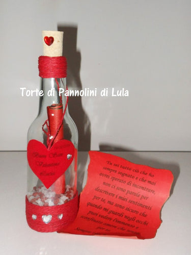 Bottiglia messaggio d'amore Lula Creazioni idea regalo lei ragazza donna Natale San Valentino anniversario compleanno romantica love