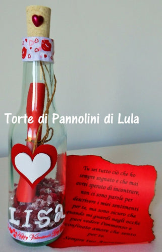 Bottiglia messaggio d'amore Lula Creazioni idea regalo lei ragazza donna Natale San Valentino anniversario compleanno romantica love cuore amore 