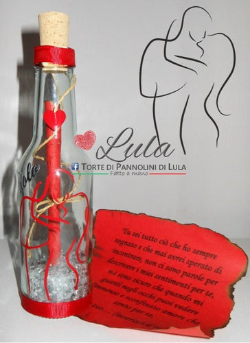 Bottiglia messaggio d'amore Lula Creazioni idea regalo lei ragazza donna Natale San Valentino anniversario compleanno romantica love cuore amore abbraccio innamorati baci