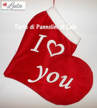 Carica l&#39;immagine nel visualizzatore di Gallery, Calza Natale personalizzata con nome cuore amore love ti amo dedica natalizia Epifania befana idea regalo Natale ragazza ragazzo fidanzata donna Lula Creazioni 
