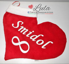 Carica l&#39;immagine nel visualizzatore di Gallery, Calza Natale personalizzata con nome cuore amore love ti amo dedica natalizia Epifania befana idea regalo Natale ragazza ragazzo fidanzata donna Lula Creazioni 
