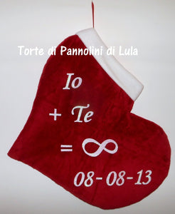 Calza Natale personalizzata con nome cuore amore love ti amo dedica natalizia Epifania befana idea regalo Natale ragazza ragazzo fidanzata donna Lula Creazioni 