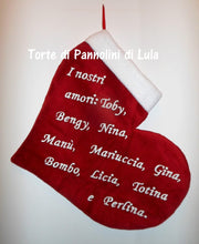 Carica l&#39;immagine nel visualizzatore di Gallery, Calza Natale personalizzata con nome cuore amore love ti amo dedica natalizia Epifania befana idea regalo Natale ragazza ragazzo fidanzata donna Lula Creazioni 
