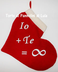 Calza Natale personalizzata con nome cuore amore love ti amo dedica natalizia Epifania befana idea regalo Natale ragazza ragazzo fidanzata donna Lula Creazioni 