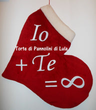 Carica l&#39;immagine nel visualizzatore di Gallery, Calza Natale personalizzata con nome cuore amore love ti amo dedica natalizia Epifania befana idea regalo Natale ragazza ragazzo fidanzata donna Lula Creazioni 
