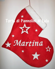 Carica l&#39;immagine nel visualizzatore di Gallery, Calza Natale personalizzata con nome cuore amore love ti amo dedica natalizia Epifania befana idea regalo Natale ragazza ragazzo fidanzata donna Lula Creazioni
