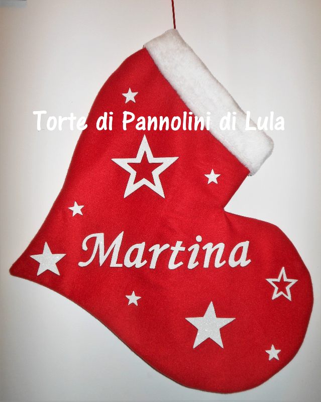 Calza Natale personalizzata con nome cuore amore love ti amo dedica natalizia Epifania befana idea regalo Natale ragazza ragazzo fidanzata donna Lula Creazioni