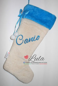 Calza Natale personalizzata con nome dedica rosso famiglia Epifania befana idea regalo bimbo bimba bambina bambino Lula Creazioni