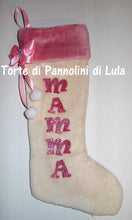 Carica l&#39;immagine nel visualizzatore di Gallery, Calza Natale personalizzata nome dedica fucsia rosa azzurro blu rosso brillantini famiglia Epifania befana idea regalo bimbo bimba bambina bambino Lula Creazioni
