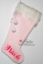 Carica l&#39;immagine nel visualizzatore di Gallery, Calza befana Natale epifania Lula Creazioni nome personalizzato peluche idea regalo natalizia femmina rosa fucsia bambina pon pon 
