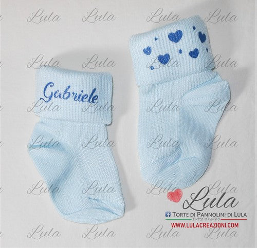 calzini personalizzati idea regalo nascita battesimo baby shower natale battesimo pasqua economico utile particolare neonato maschio femmina rosa azzurro torta di pannolini pampers shop online spedizioni italia ancona milano torino 