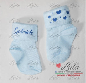 calzini personalizzati idea regalo nascita battesimo baby shower natale battesimo pasqua economico utile particolare neonato maschio femmina rosa azzurro torta di pannolini pampers shop online spedizioni italia ancona milano torino