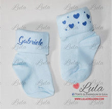 Carica l&#39;immagine nel visualizzatore di Gallery, calzini personalizzati idea regalo nascita battesimo baby shower natale battesimo pasqua economico utile particolare neonato maschio femmina rosa azzurro torta di pannolini pampers shop online spedizioni italia ancona milano torino
