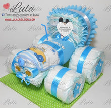 Carica l&#39;immagine nel visualizzatore di Gallery, Torte di pannolini di Lula Creazioni - Trattore - idea regalo originale nascita battesimo baby shower piccolo contadino agricoltore maschio azzurro celeste topolino idea regalo gravidanza nascita battesimo baby shower neonato bella utile originale shop online spedizioni italia ancona
