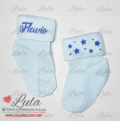 calzini personalizzati idea regalo nascita battesimo baby shower natale battesimo pasqua economico utile particolare neonato maschio femmina rosa azzurro torta di pannolini pampers shop online spedizioni italia ancona milano torino