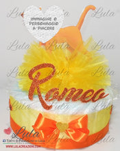 Carica l&#39;immagine nel visualizzatore di Gallery, Torta di pannolini Pampers Lula Creazioni bimba femmina bambina rosa ballerina elegante economica utile idea regalo nascita battesimo baby shower shop online italia milano ancona bologna unisex giallo gatto aristogatti maschio
