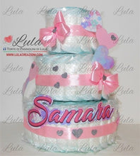 Carica l&#39;immagine nel visualizzatore di Gallery, Torta di Pannolini di Lula Creazioni - igiene Sicurezza Qualità - Pampers cuori cuore personalizzabile fucsia celeste azzurra maschio femmina idea regalo gravidanza nascita battesimo baby shower neonato bella utile originale shop online spedizioni italia ancona personalizzabile
