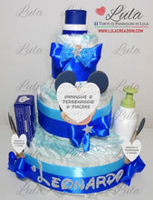 Carica l&#39;immagine nel visualizzatore di Gallery, Torta di pannolini CARTOONS a 3 Piani - Torte di Pannolini di Lula Minnie Topolino Pampers personalizzabile fucsia celeste azzurra maschio femmina rosa verde idea regalo gravidanza nascita battesimo baby shower neonato bella utile originale shop online spedizioni italia ancona personalizzabile prodotti igiene
