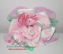 Carica l&#39;immagine nel visualizzatore di Gallery, Torte di pannolini di Lula Creazioni - fiore rosa rosellina idea regalo nascita battesimo babyshower rosa femmina gravidanza pampers utile bella originale bavaglino shop online spedizioni italia ancona
