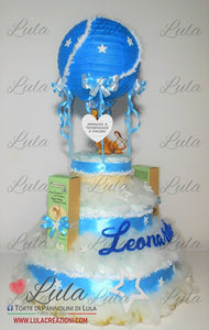 Torte di pannolini di Lula Creazioni - Mongolfiera personalizzabile fucsia celeste azzurra maschio femmina rosa idea regalo gravidanza nascita battesimo baby shower neonato bella utile originale shop online spedizioni italia ancona