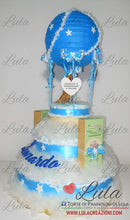 Carica l&#39;immagine nel visualizzatore di Gallery, Torte di pannolini di Lula Creazioni - Mongolfiera personalizzabile fucsia celeste azzurra maschio femmina rosa idea regalo gravidanza nascita battesimo baby shower neonato bella utile originale shop online spedizioni italia ancona
