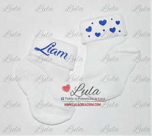 calzini personalizzati idea regalo nascita battesimo baby shower natale battesimo pasqua economico utile particolare neonato maschio femmina rosa azzurro torta di pannolini pampers shop online spedizioni italia ancona milano torino