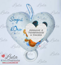 Carica l&#39;immagine nel visualizzatore di Gallery, carillon lula creazioni torte di pannolini cuore maschio Topolino azzurro orsetto luna personalizzato nome dedica idea regalo nascita battesimo baby shower shop online spedizioni italia ancona
