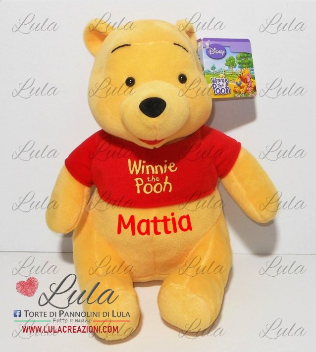 peluche winnie the pooh personalizzato nome maschio femmina bambino bimba idea regalo economica originale  nascita battesimo compleanno Natale 2021 2022 shop online spedizioni Italia Ancona Milano