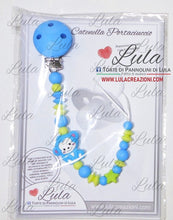 Carica l&#39;immagine nel visualizzatore di Gallery, catenella portaciuccio scimmia scimmietta celeste azzurro maschio femmina personalizzata nome bimbo maschio azzurro celeste idea regalo utile particolare baby shower nascita battesimo spedizioni italia ancona milano napoli venezia shop online
