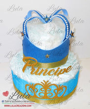 Carica l&#39;immagine nel visualizzatore di Gallery, Torte di Pannolini di Lula Creazioni - corona re regina principe principessa Maschio azzurro pampers idea regalo nascita battesimo baby shower shop online spedizioni italia ancona milano torino
