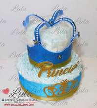 Carica l&#39;immagine nel visualizzatore di Gallery, Torte di Pannolini di Lula Creazioni - corona re regina principe principessa Maschio azzurro pampers idea regalo nascita battesimo baby shower shop online spedizioni italia ancona milano torino
