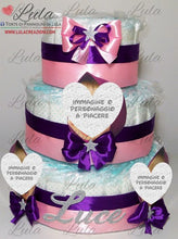 Carica l&#39;immagine nel visualizzatore di Gallery, Torta di pannolini CARTOONS a 3 Piani - Torte di Pannolini di Lula Minnie Topolino Pampers personalizzabile fucsia celeste azzurra maschio femmina rosa verde idea regalo gravidanza nascita battesimo baby shower neonato bella utile originale shop online spedizioni italia ancona personalizzabile masha
