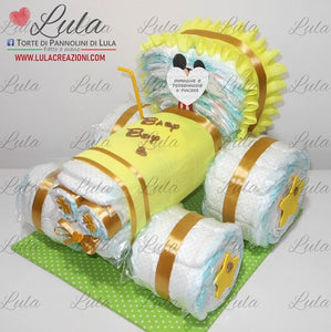 Torte di pannolini di Lula Creazioni - Trattore - idea regalo originale nascita battesimo baby shower piccolo contadino agricoltore maschio azzurro celeste topolino idea regalo gravidanza nascita battesimo baby shower neonato bella utile originale shop online spedizioni italia ancona