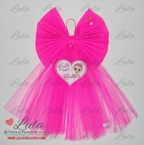 Fiocco nascita bimbo maschio azzurro celeste cuore tulle personalizzato economico personalizzato fatto a mano nome dedica nascita shop online spedizioni italia ancona milano torino roma