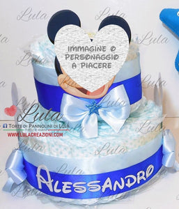 Torta di pannolini pampers lula creazioni Topolino rosa maschio bimbo bambino gemelli idea regalo nascita battesimo baby shower shop online spedizioni italia ancona milano torino bologna trento trieste bolzano azzurro celeste 