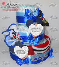 Carica l&#39;immagine nel visualizzatore di Gallery, Torta di pannolini + Regalini TOPOLINO / MINNIE - Torte di Pannolini di Lula Minnie Topolino Pampers personalizzabile fucsia celeste azzurra maschio femmina rosa verde idea regalo gravidanza nascita battesimo baby shower neonato bella utile originale shop online spedizioni italia ancona personalizzabile
